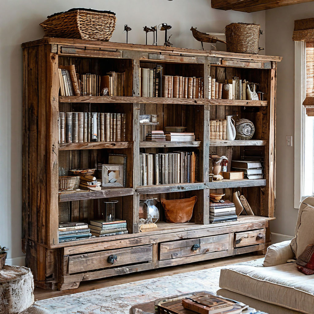 Как сделать стильную полку для книг из старых досок