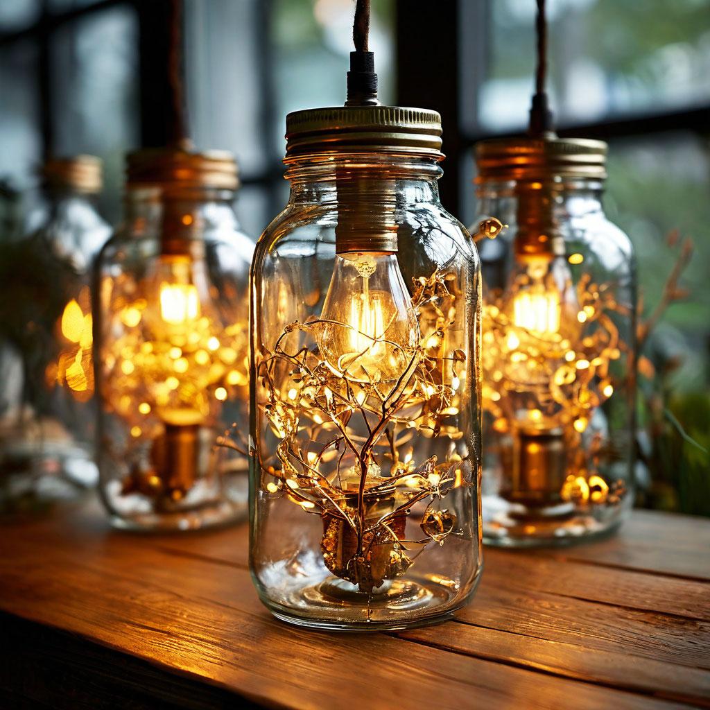 Создание уникального светильника из стеклянных банок
