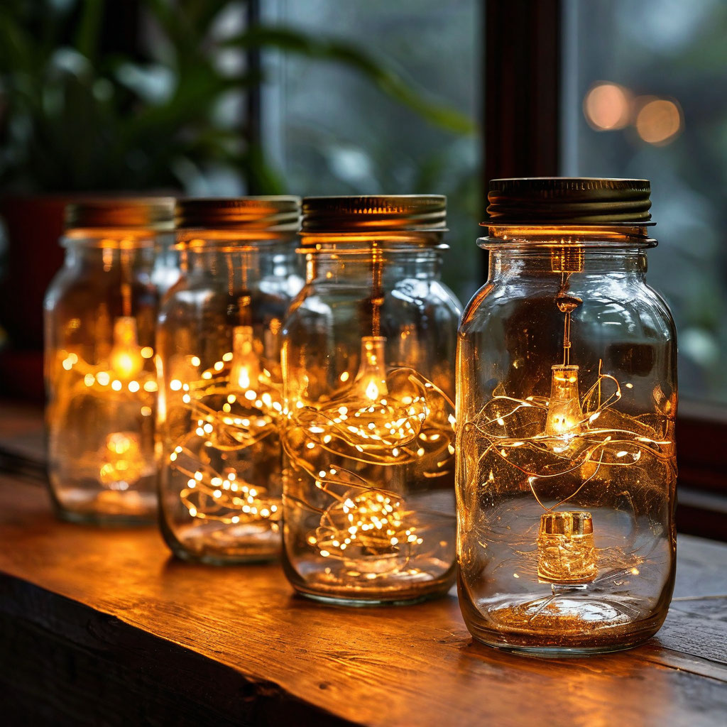 Создание уникального светильника из стеклянных банок