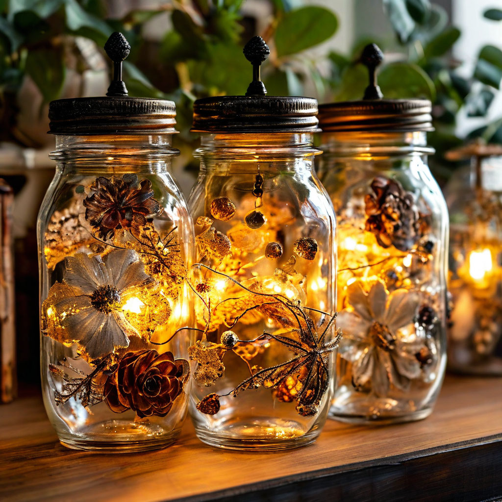 Создание уникального светильника из стеклянных банок