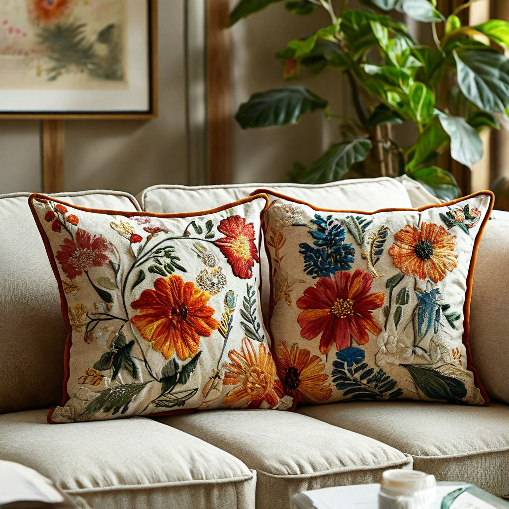 Как сделать декоративные подушки с вышивкой