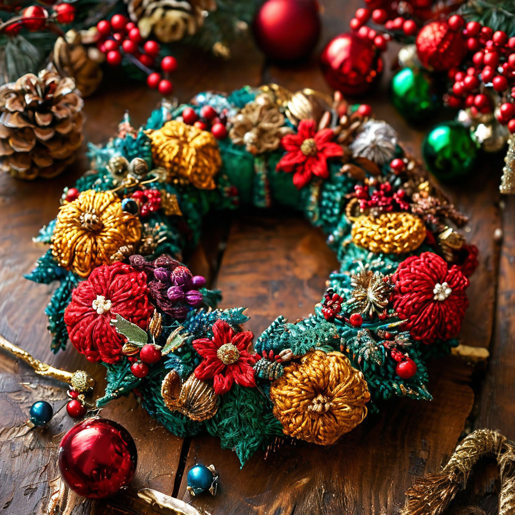 Новогодний венок своими руками: мастер-класс по вязанию