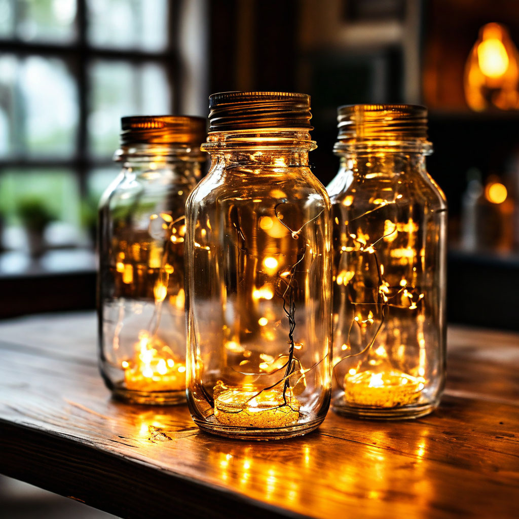 Создание уникального светильника из стеклянных банок